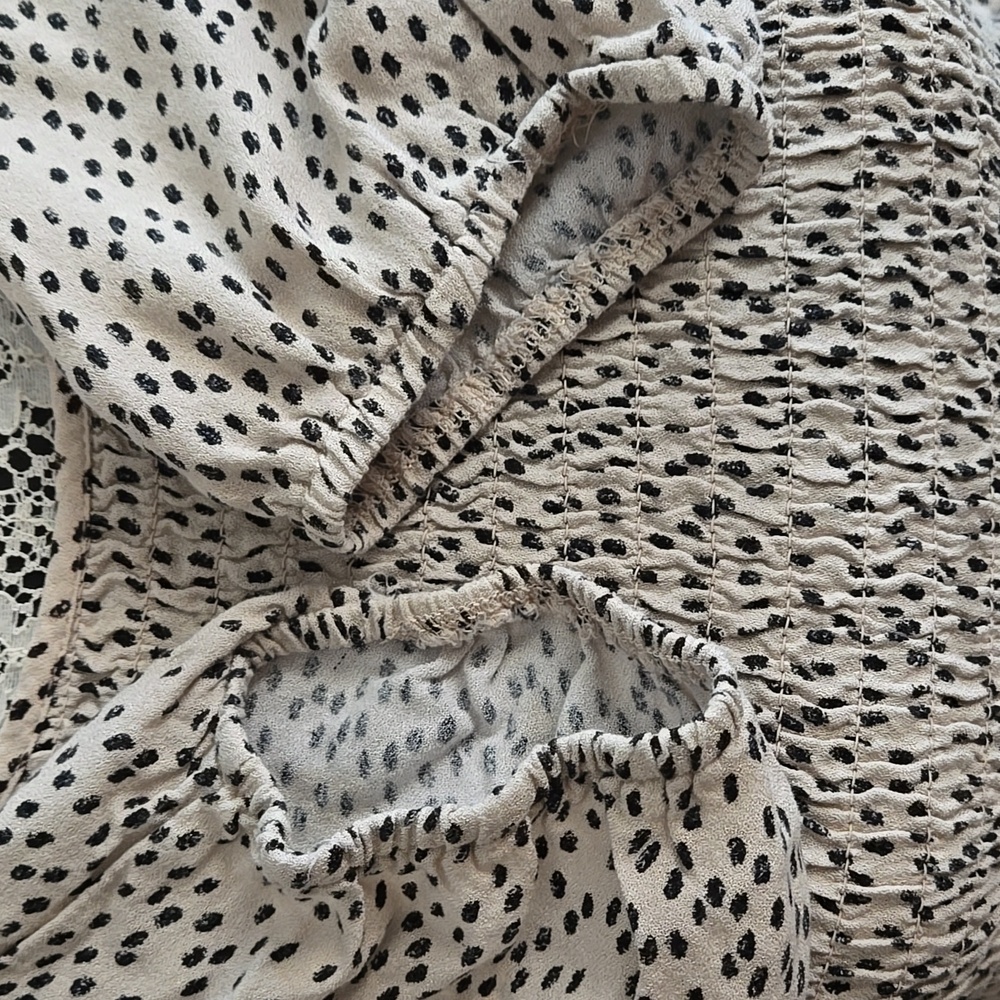 Urban Romantics Beige with black dotted Print top - Picture 3 of 7